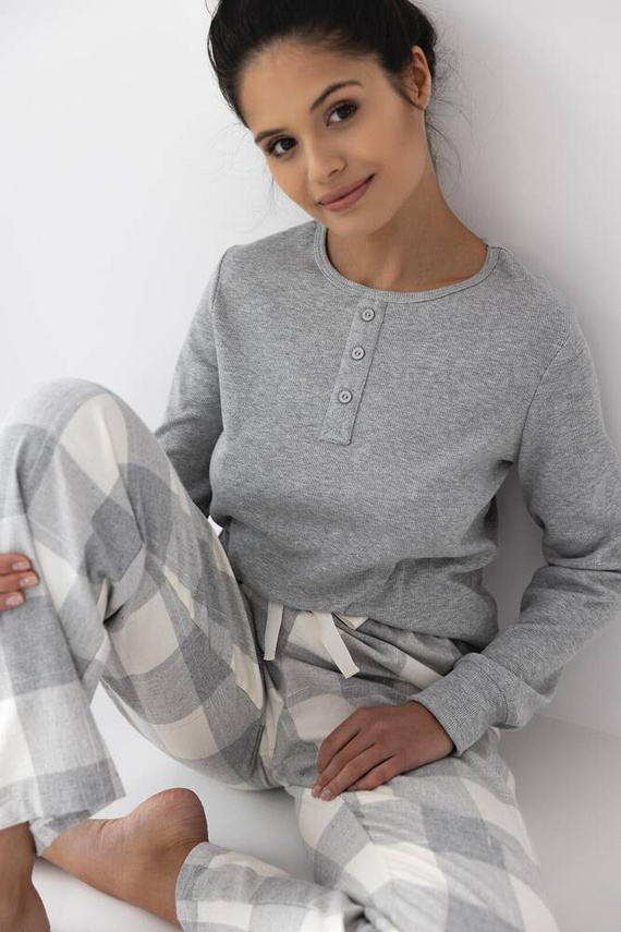 Sensis Vesper Damen Schlafanzug - grau-creme