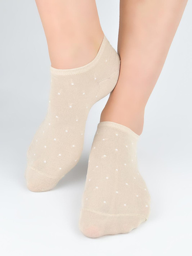 Damen Füßlinge Noviti ST077 – Modal, Punkte, flache Nähte beige