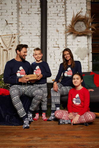 Arktyka Damen Schlafanzug langarm, lange Hose Italian Fashion - navy blau/print