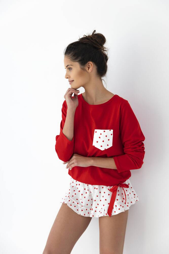 Taylor Sensis Damenpyjama – Rot und Creme