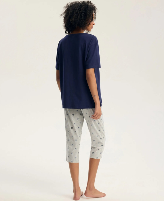 Henderson Gaela 45431 Damen-Pyjama 3/4 aus 100% Baumwolle, Steel Blue