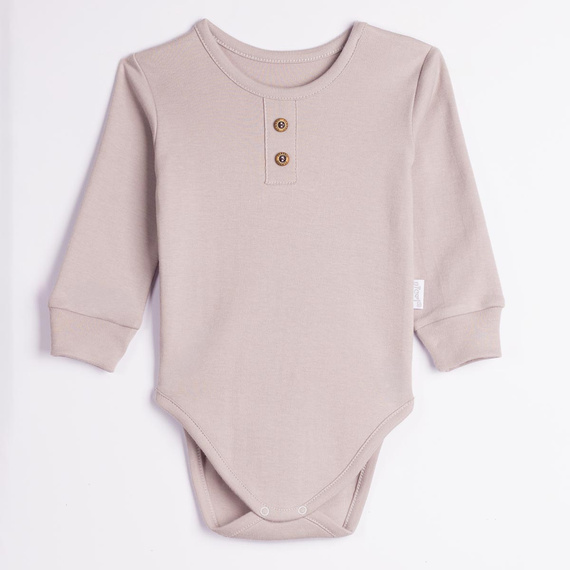228096 Nicol FARMA Babybody grau, langarm, Henley, Baumwolle