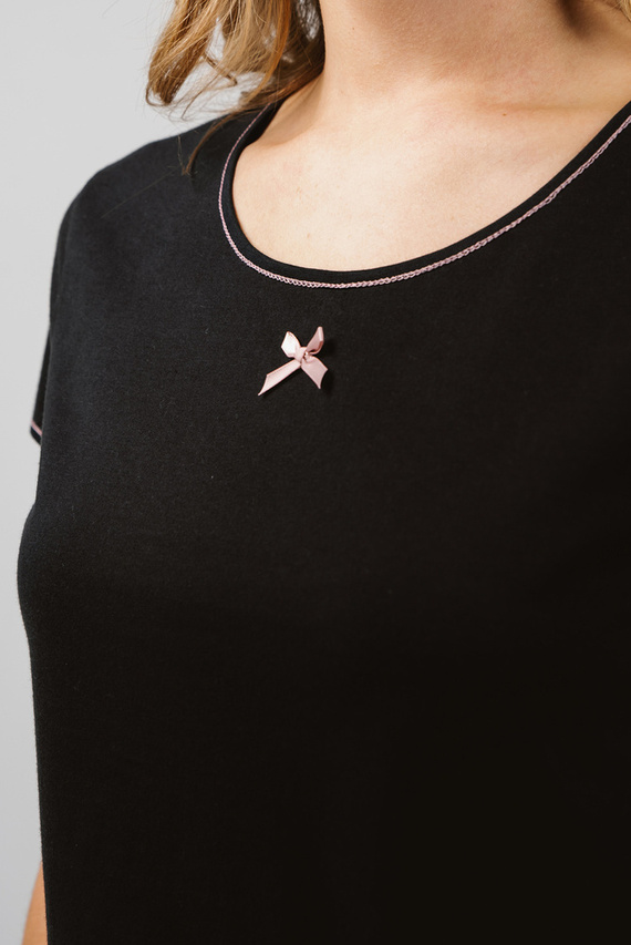 Bonilla Damen Schlafanzug Kurzarm, Shorts Italian Fashion- Print/Schwarz