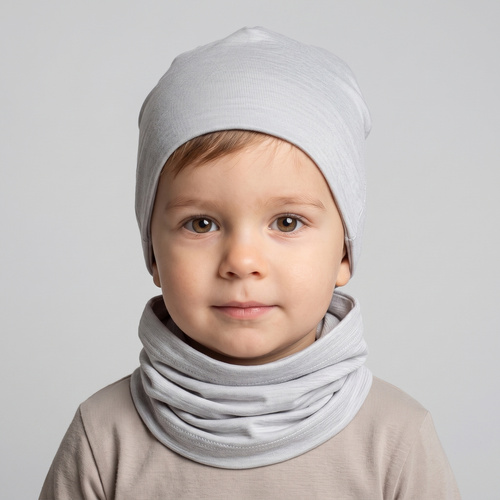 229115 Nicol Kinder-Schlauchschal 100% Merino Grau