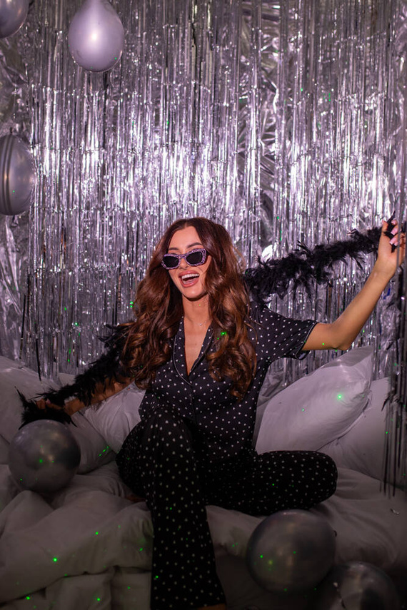 Ria Damen Schlafanzug kurzarm, lange Hose Italian Fashion - Druck