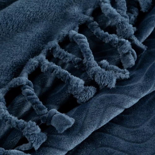 Emma Decke Tagesdecke mit Fransen Eurocurtains, Marineblau