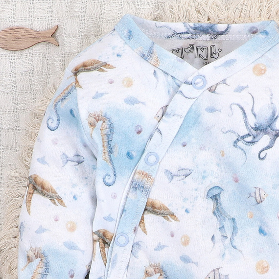 ABN-5441 Sea Of Joy Nini blauer Umschlag-Body – Bio-Baumwolle, für Babys