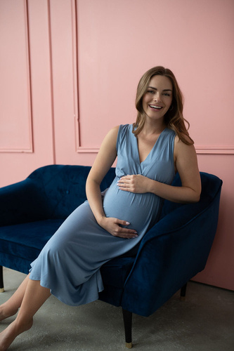 Star Light Umstands- und Stillnachthemd aus Milk&Love Bambus, blau