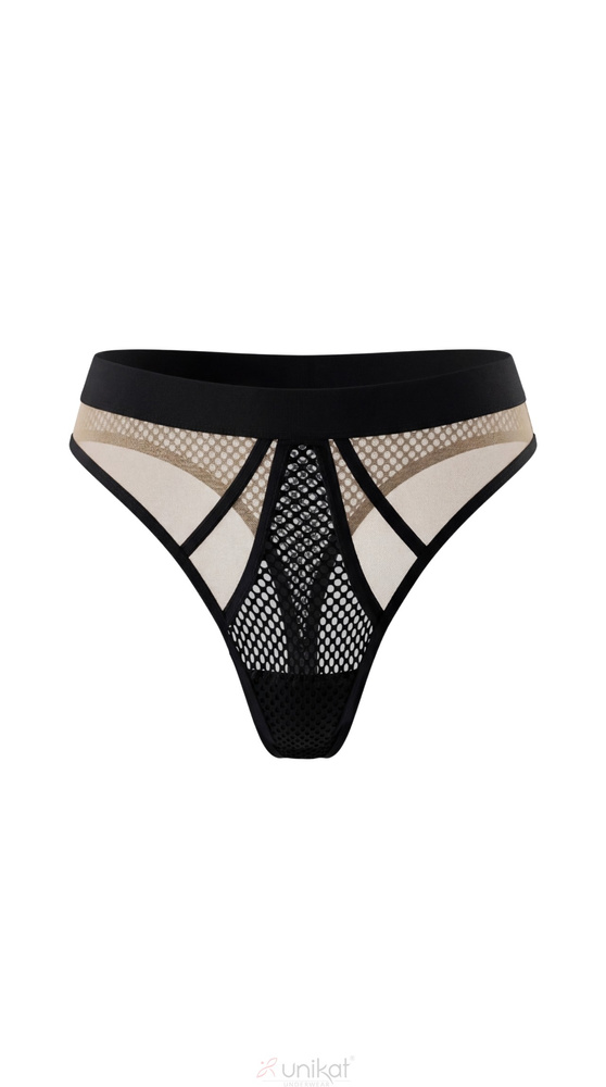 Stringtanga Unikat Edith schwarz transparent, Netzstoff, komfortabel, Damen
