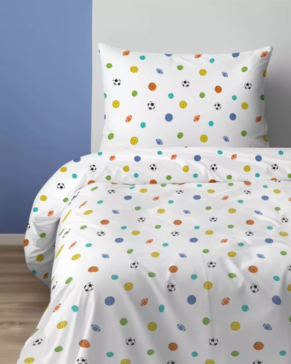 5442 A Sportowy Sen Kinder-Baumwollbettwäsche Detexpol weiß