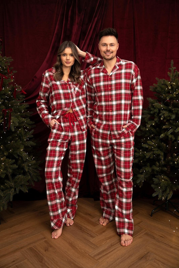 Sensis Yulie Damen-Flanell-Pyjama 100% Baumwolle Rot kariert