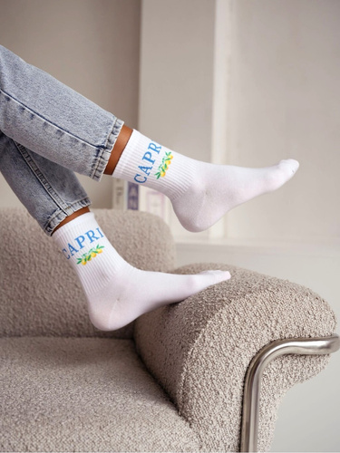 Damen Baumwollsocken Milena 0200-239 Capri– gerippt bequem für Alltag white