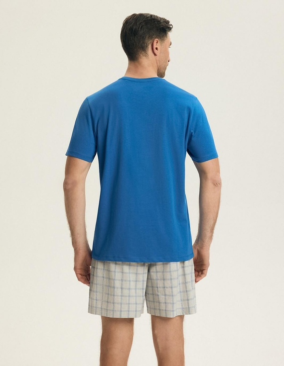 Henderson 43453 Nori Herrenpyjama blau – 100% Baumwolle, Sommer