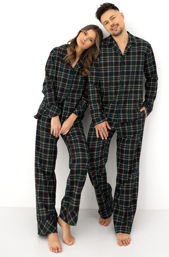 Sensis Skyler Damenpyjama 100% Baumwolle Flanell lang kariert