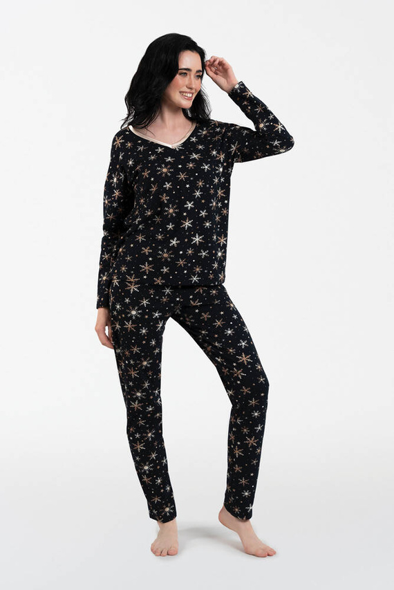 Laponia Damen Schlafanzug langarm, lange Hose Italian Fashion - Druck