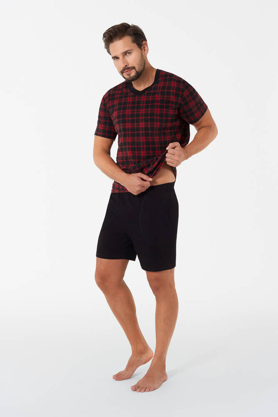 Elijah Herren Kurzarm-Pyjama und Shorts Italian Fashion - print/schwarz