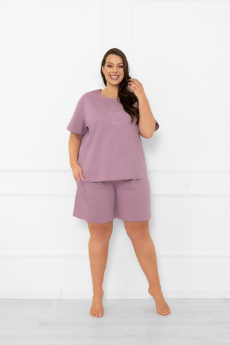 Damenpyjama Ksara Italian Fashion - Baumwolle, kurze Ärmel und Shorts - heather