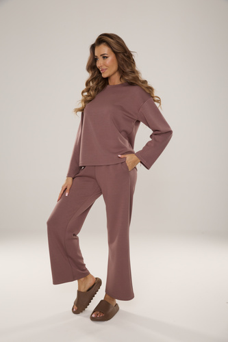 886 Butter Damen-Trainingsanzug von De Lafense - Homewear aus 'Butter'-Strick, mocca