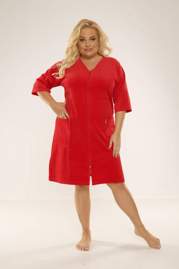 431 Velour Forex Damen Morgenmantel - rot