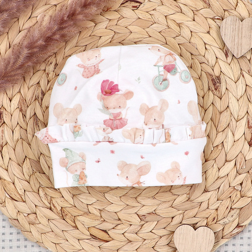 Nini Kinder-Mütze Little Mouse 100% Bio-Baumwolle – Hohe Qualität aus Polen