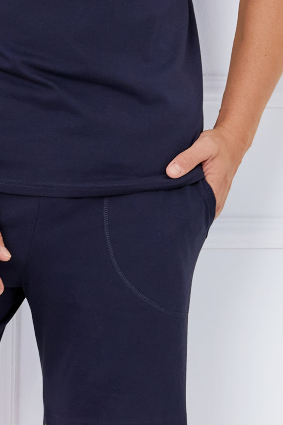 Port Herren Kurzarm-Pyjama, Shorts Italian Fashion - marineblau 