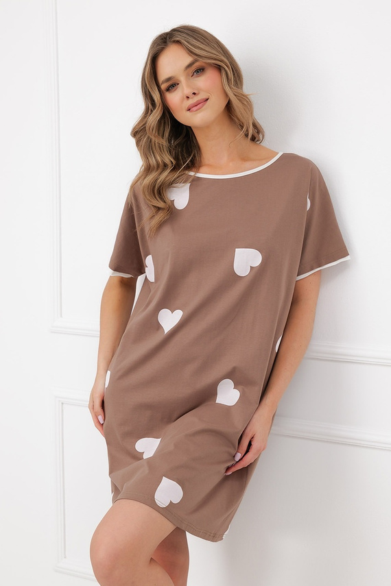 Italian Fashion Mila Nachthemd Mega Soft kurzarm Herzen Baumwolle