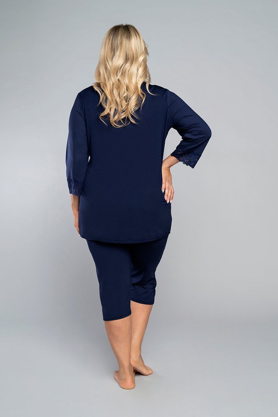 Izyda Pyjamas 3/4 Ärmel, 3/4 Hose Italienische Mode - navy blau