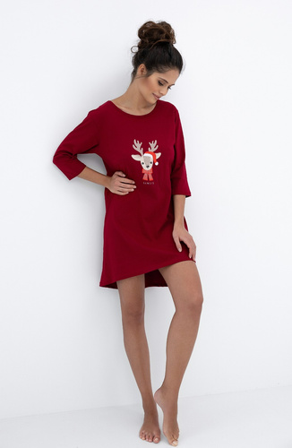 Nachthemd Elia Sensis – Baumwoll-Damenshirt mit 3/4-Ärmeln und Weihnachtsmotiv