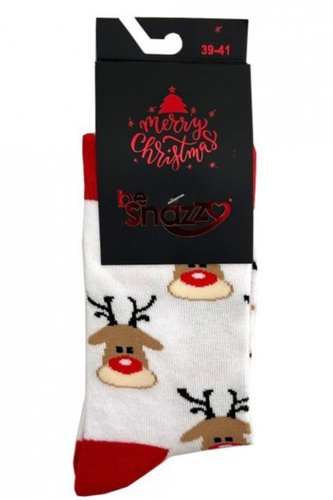 SKCH01 Be Snazzy Weihnachtssocken weiß 2 – Baumwolle, gemustert, flache Nähte