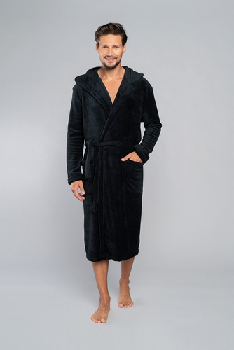 Mimas Herrenbademantel mit Kapuze Italian Fashion- graphit