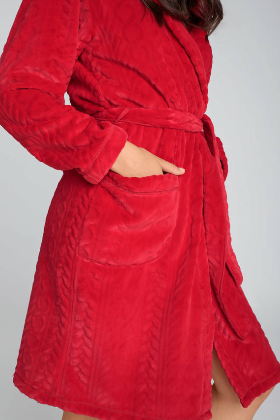 Zala Damen-Fleece-Bademantel Italian Fashion - rot 