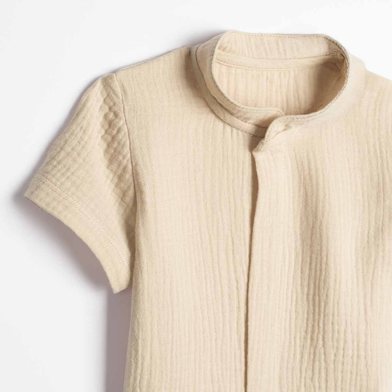 Jungenhemd Nicol 224351 Musselin 100% Baumwolle Kurzarm - Beige