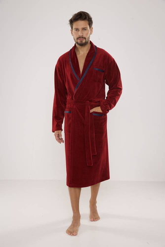 666 Ronaldo Herren Bademantel De Lafense - kastanienbraun