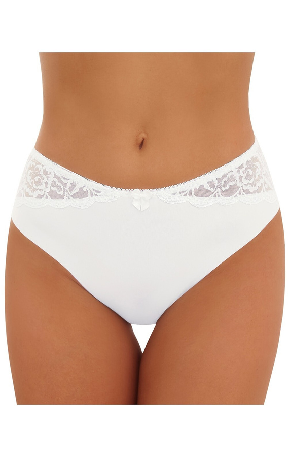 Damen-Slip Inga Emili weiß Mikrofaser Laser Cut mit besticktem Netz