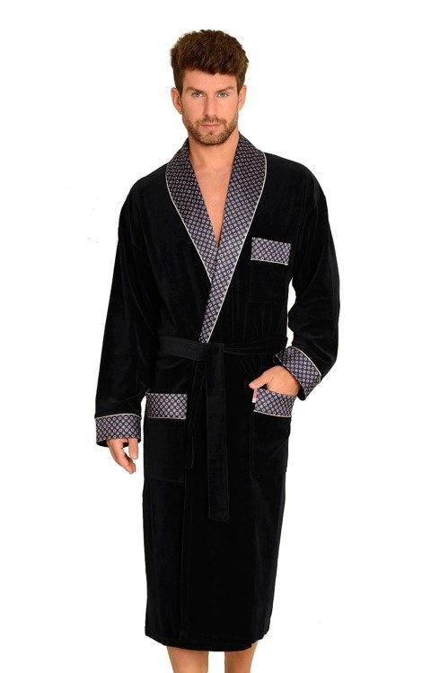 773 Bonjour Herren-Forex-Bademantel - navy blau