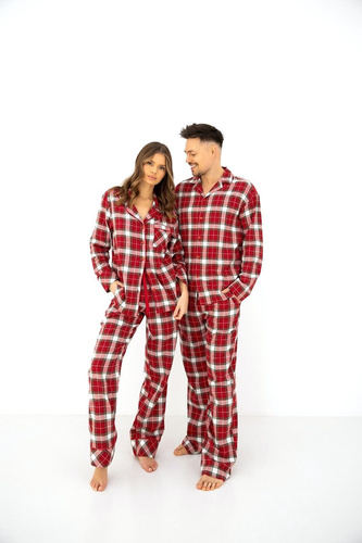 Sensis Lucas Herren-Flanell-Pyjama 100% Baumwolle Rot kariert