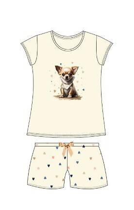 787/108 788/108 Chihuahua Mädchen-Pyjama Cornette ecru