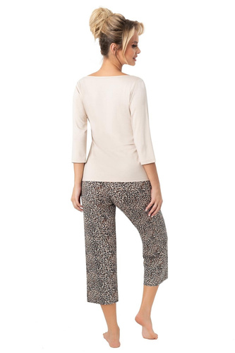 Omari 3/4  Piżama damska  Donna  beżowy– rękaw 3/4, 95% wiskoza, lekka i kobieca