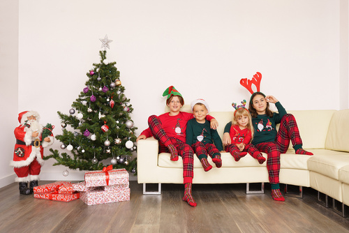 Santa Pyjamas Mädchen Italienische Mode- grün 