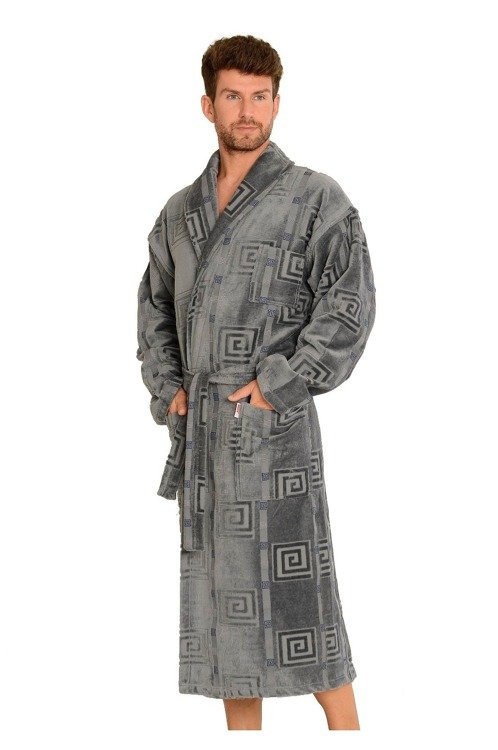 803 / 819 Zwillingsfrottee-Herrenbademantel Forex - Griechisch grau (grey greek)
