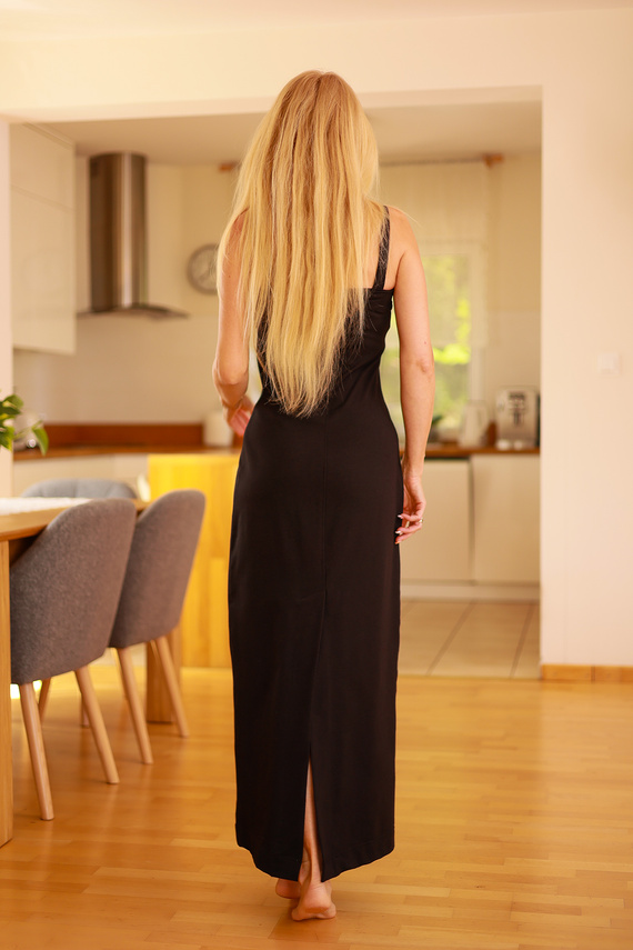 Irving – Damen-Set: Maxikleid + Sweatshirt, 95 % Baumwolle, 5 % Elastan | Polnische Marke Mirale – schwarz