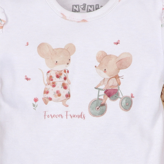 Baby Body Nini Little Mouse Bio-Baumwolle Druckknöpfe Schulter Kurzarm