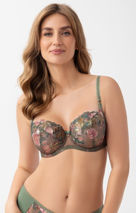 K 939 Delaila Soft-BH Gorsenia grün - transparent, bestickt, mit Bügeln