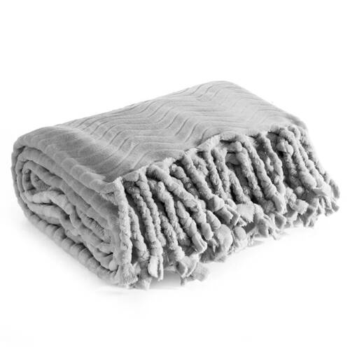 Emma Blanket Tagesdecke mit Fransen, Eurocurtains, Silber