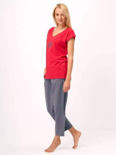 LNS 811 Key Damen-Baumwollpyjama – rot