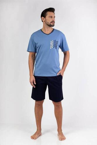 477 Regina Herrenpyjama – Blau