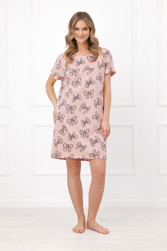 Italian Fashion Silano Damen Nachthemd 100% Baumwolle kurze Ärmel bequem