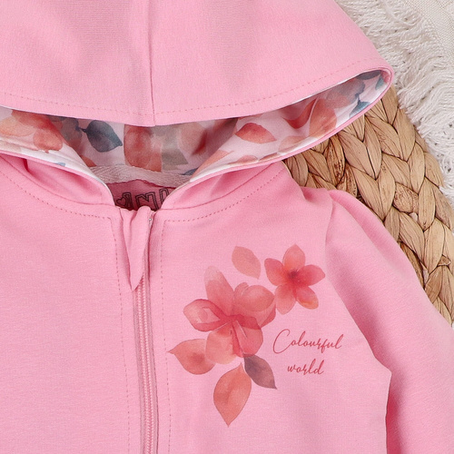 ABN-5430 Buntes Blumen-Nini-Sweatshirt aus Bio-Baumwolle, rosa