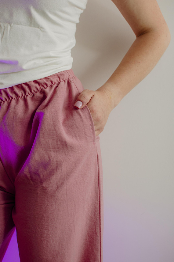 Maeve 875 De Lafense Damen Pyjamahose - lang, einfarbig, mit Taschen - rosa