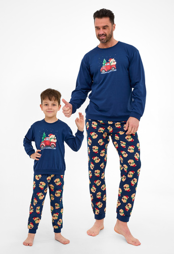 593/172 966/172 Teddy Cornette Jungenpyjama – Weihnachten, Marineblau, Baumwolle